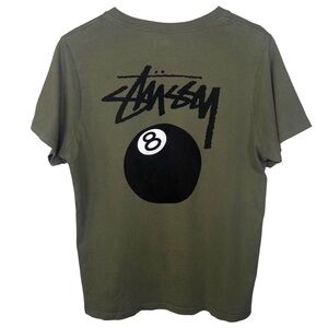 Stüssy 8 Ball Logo T-Shirt Olive Green Short Sleeve Streetwear Tee